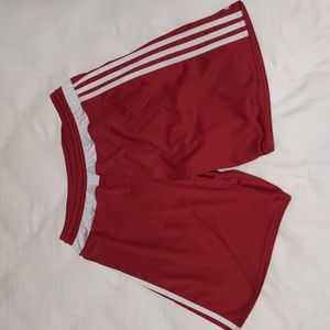 Red men's Adidas climalite soccer shorts